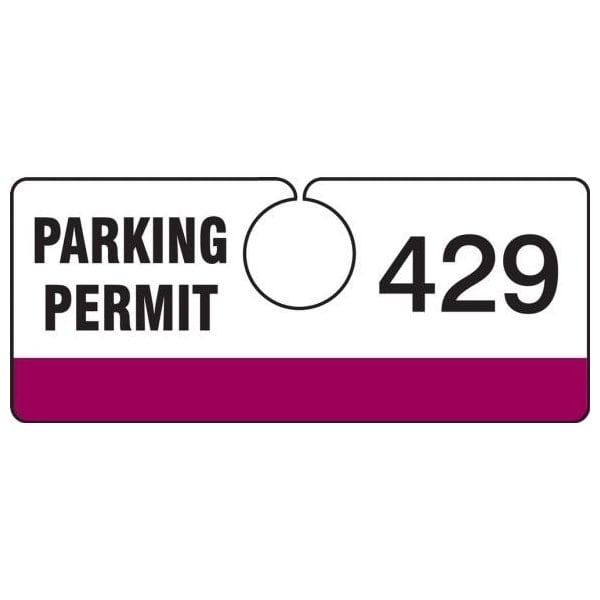 Accuform Parking Permit Tag, Numbered 700-799, Maroon, 2in x 4.75in, Laminated PF-Cardstock, 100PK TNT429MRH - main